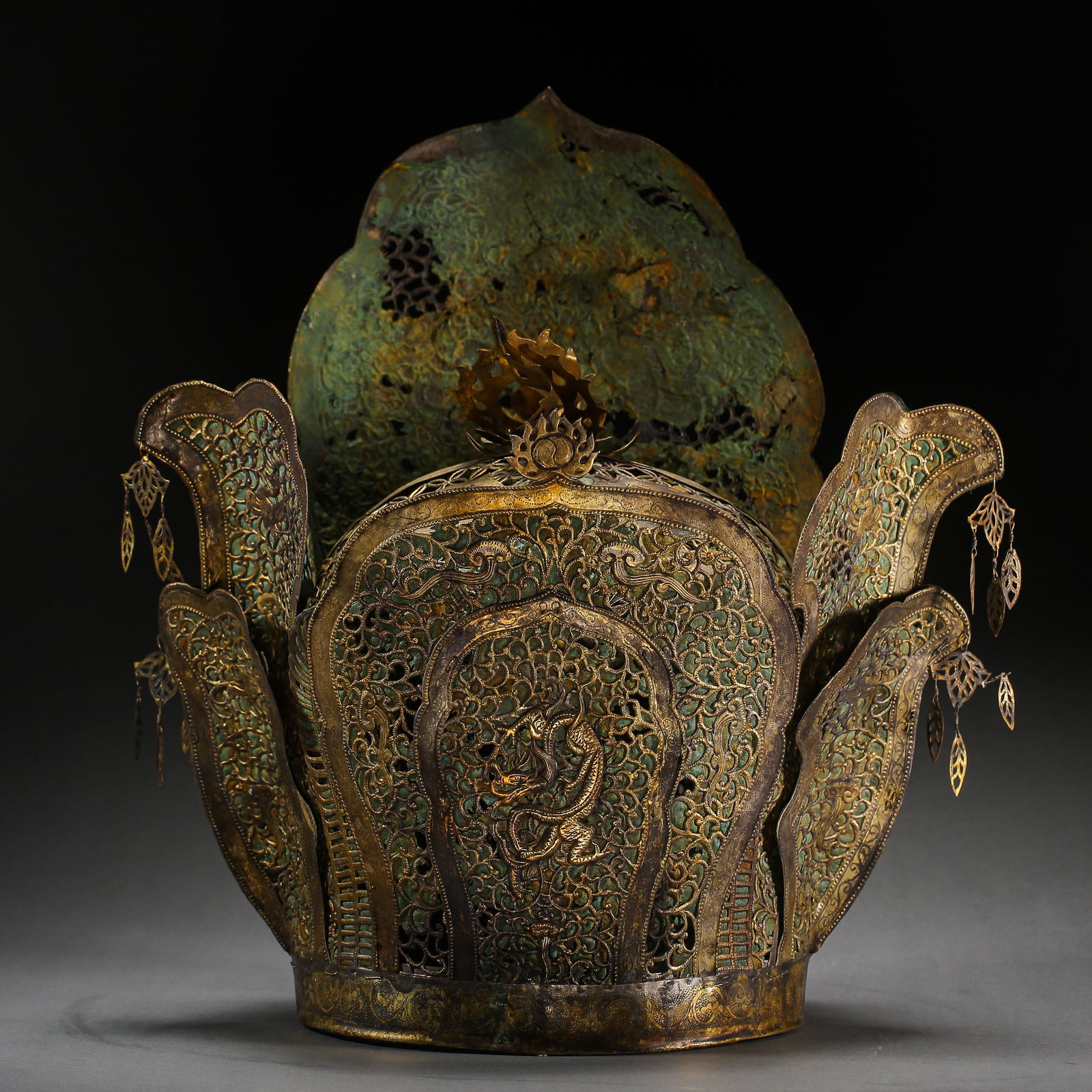 CHINESE LIAO DYNASTY SILVER GILT COURT OFFICER HAT (1 of 12)