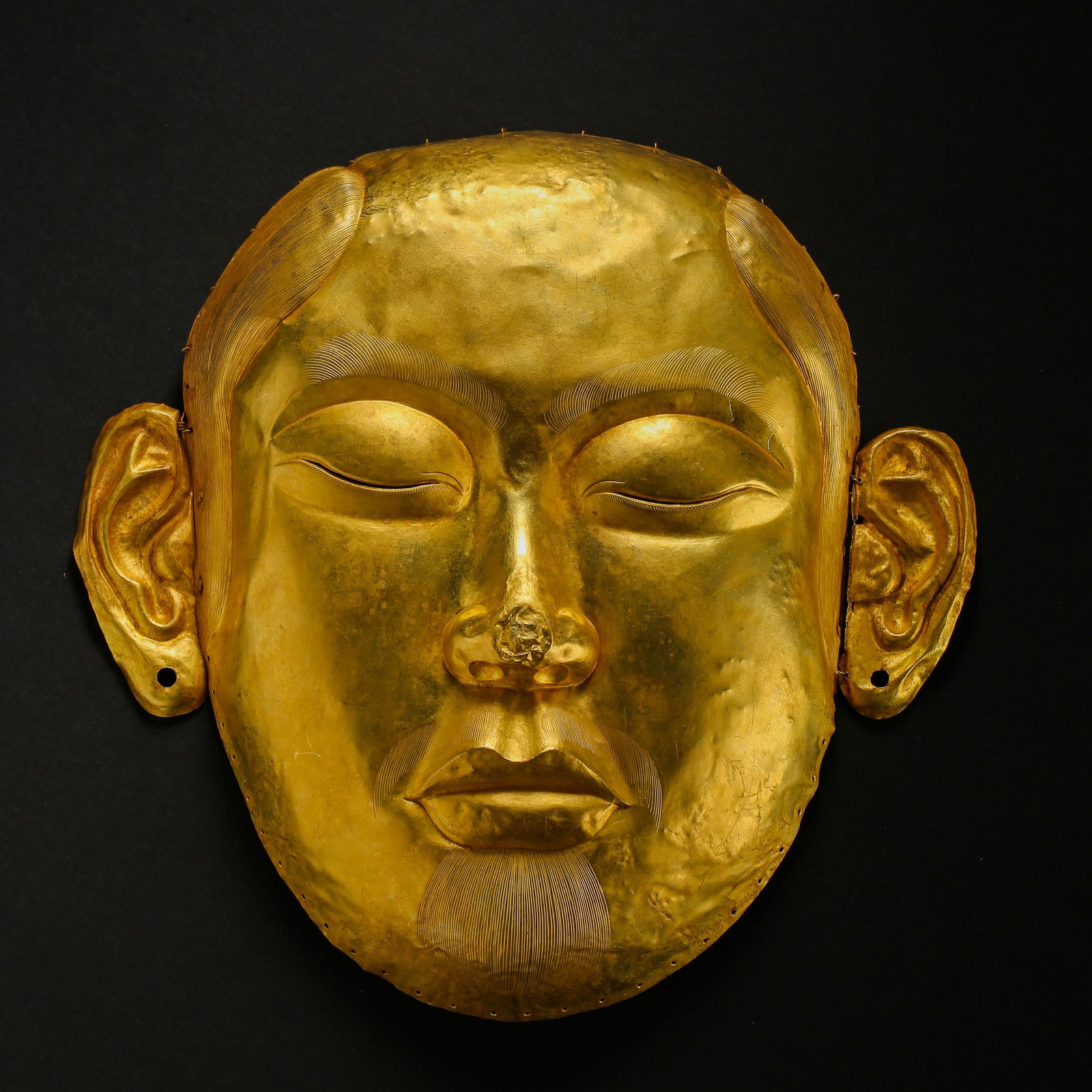 CHINESE LIAO DYNASTY PURE GOLD HUMAN MASK (1 of 10)