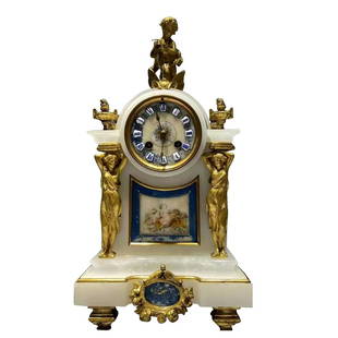 NINETEENTH CENTURY FRENCH PORCELAIN ENAMEL CLOCK: NINETEENTH CENTURY FRENCH PORCELAIN ENAMEL CLOCK H. 42 cm.