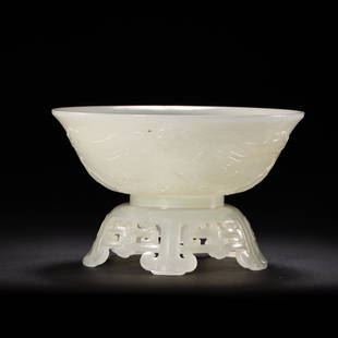 CHINA LIAO DYNASTY HETIAN JADE BOWL: CHINA LIAO DYNASTY HETIAN JADE BOWL H. 7.5 cm. Diam. 12.5 cm. Weght 275 gram.