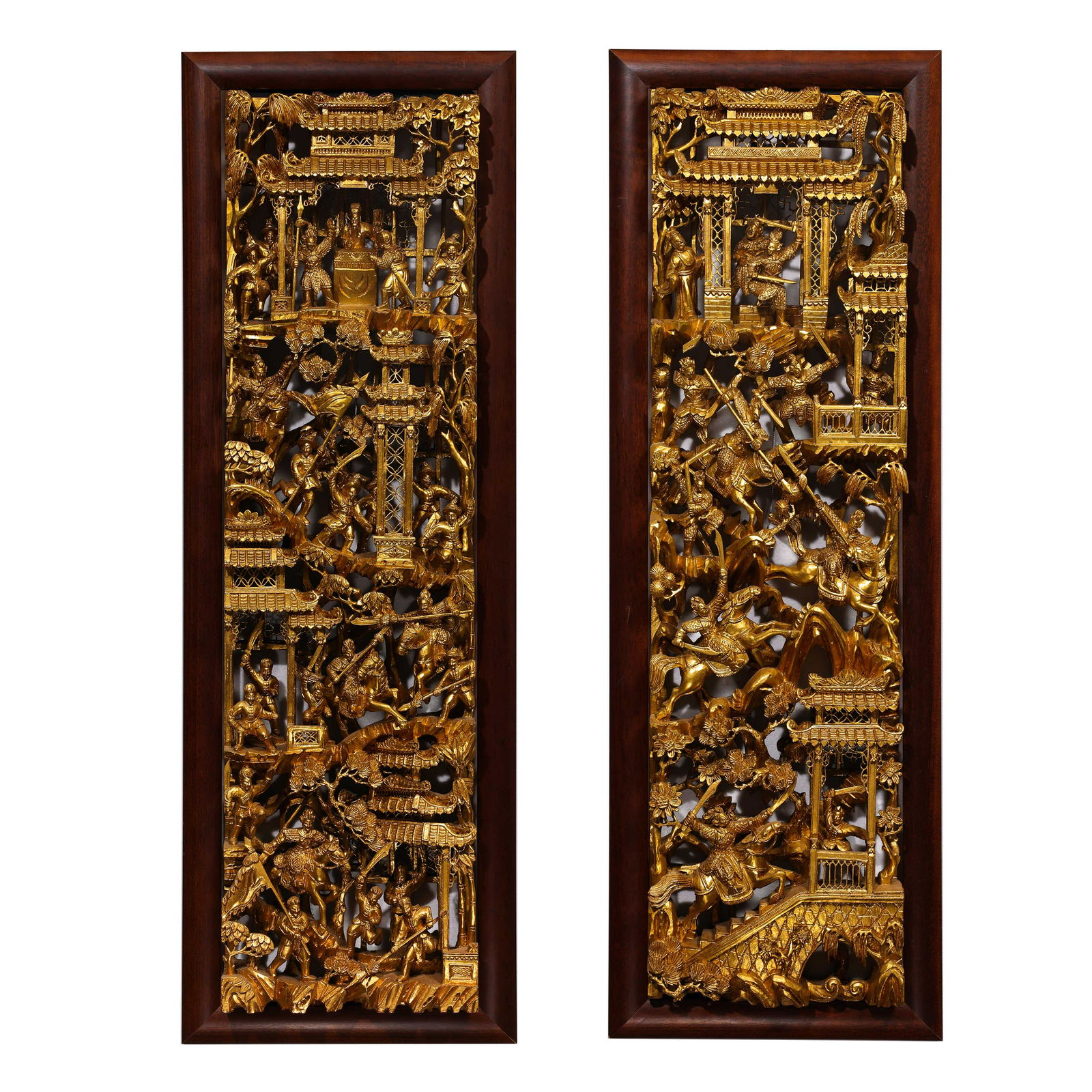 CHINESE MING DYNASTY NAN WOOD LACQUER GOLD WOOD CARVING HANGING SCREEN (1 of 15)