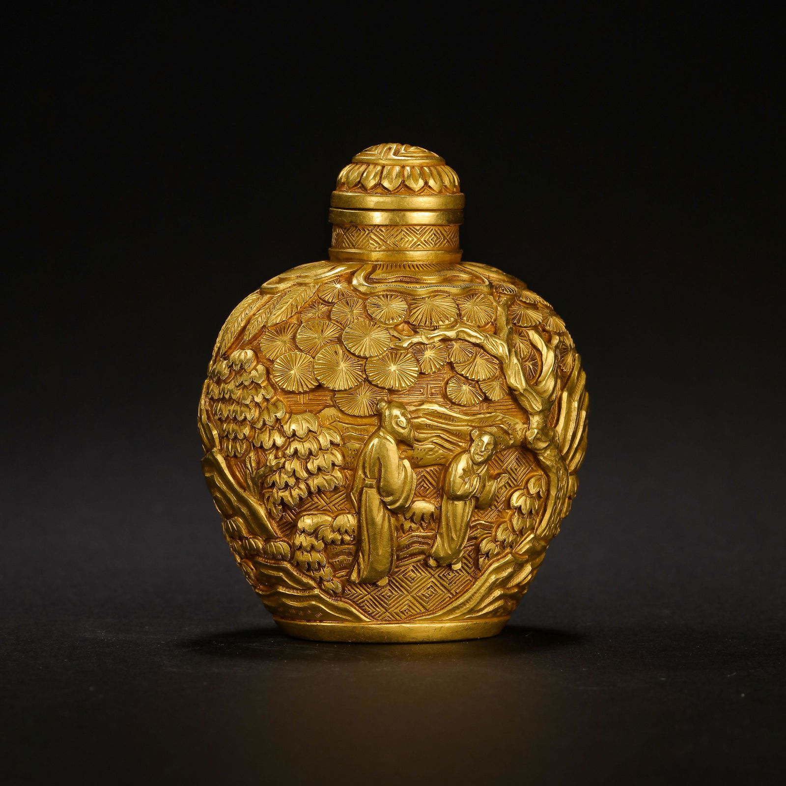CHINESE TANG DYNASTY PURE GOLD SNUFF BOTTLE (1 of 9)