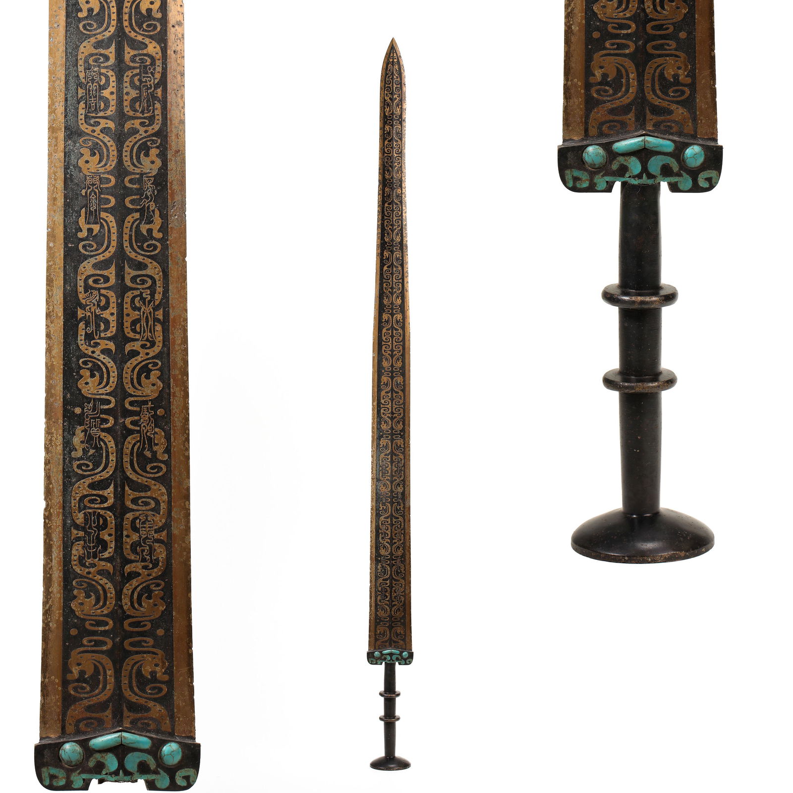 CHINA'S WAR AND HAN DYNASTY BRONZE SWORD INLAID GOLD (1 of 15)