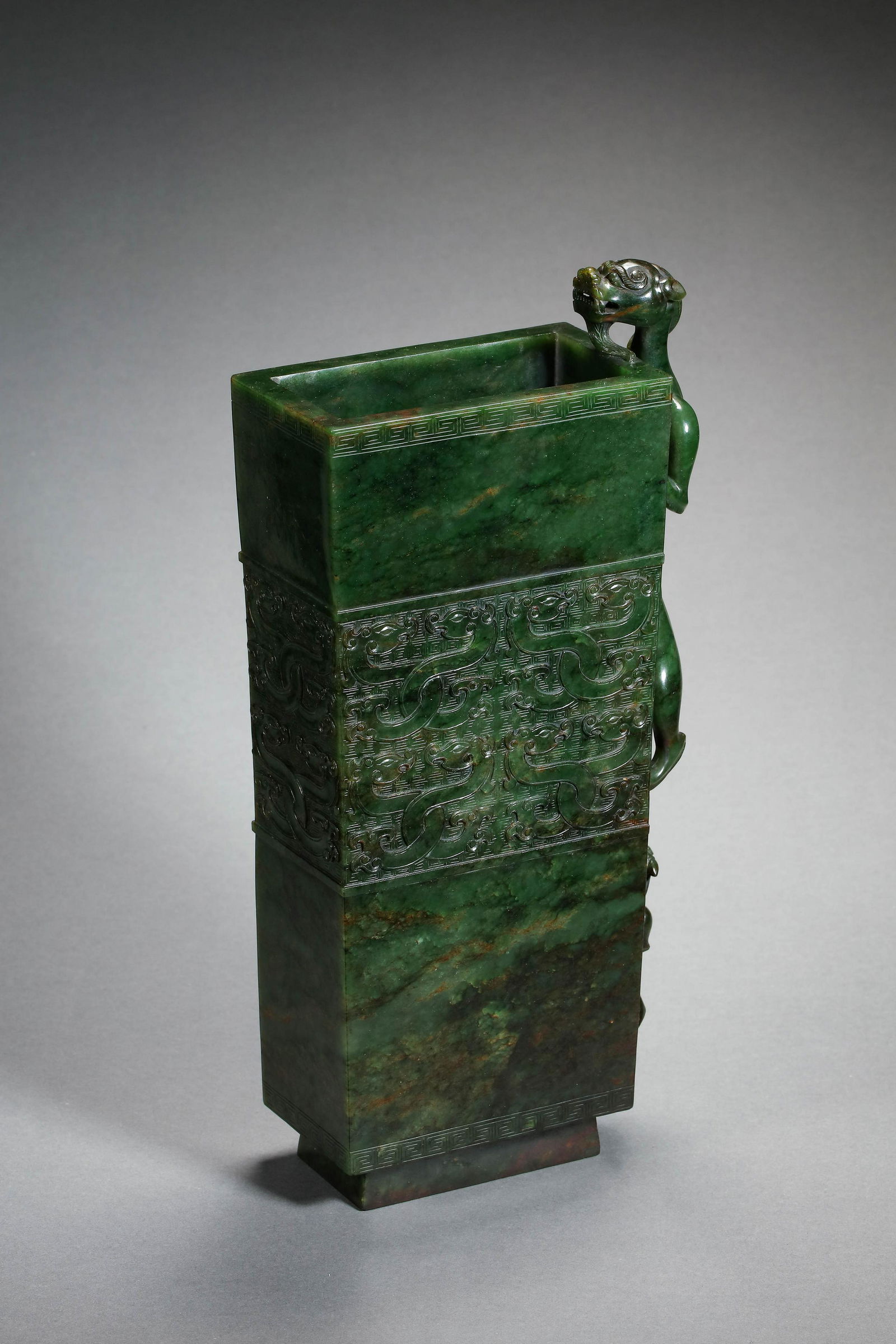 HETIAN JASPER SQUARE VASE, THE IMPERIAL COURT IN THE QING DYNASTY IN CHINA (1 of 11)