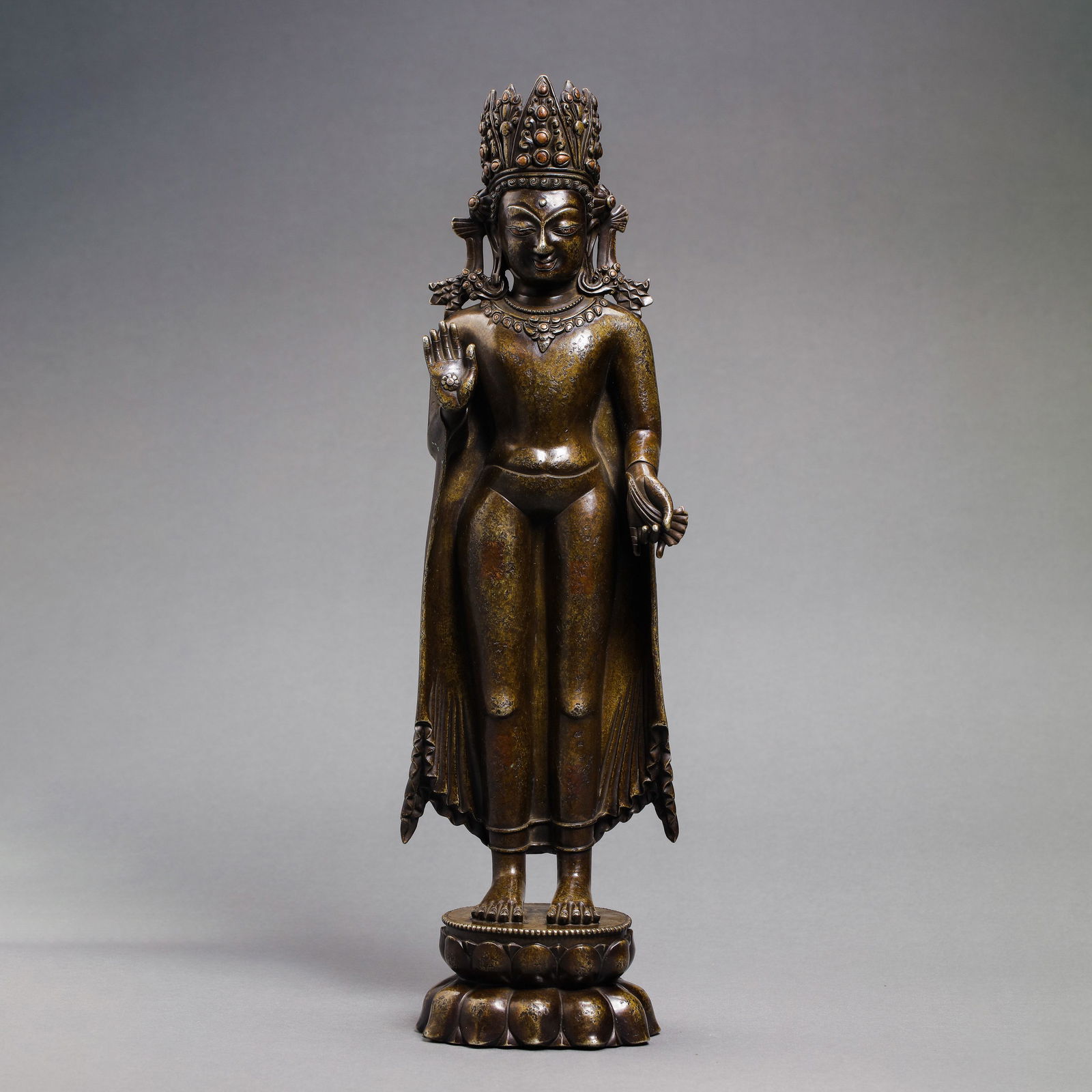 CHINESE YUAN DYNASTY ALLOY BRONZE BUDDHA STATUE (1 of 14)