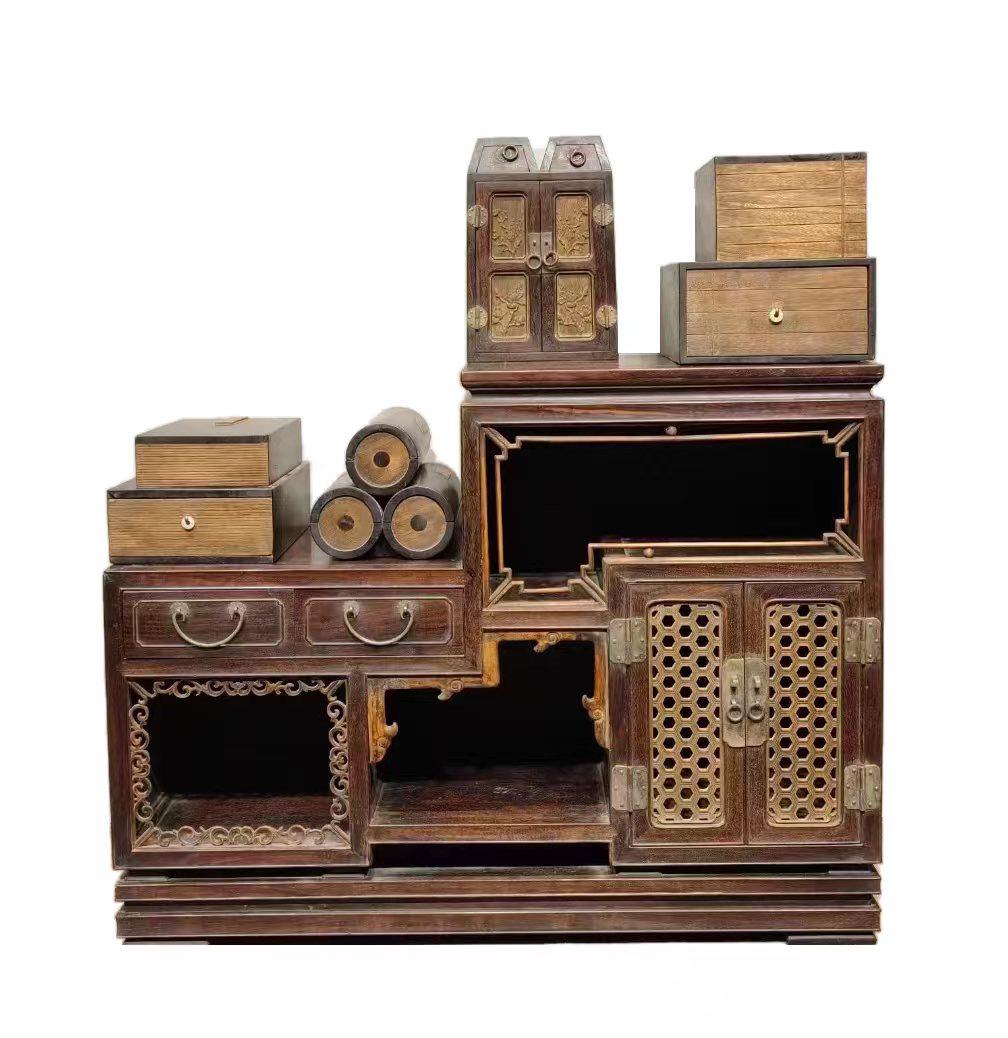 CHINESE QING DYNASTY HUANGHUALI TREASURE CABINET (1 of 11)