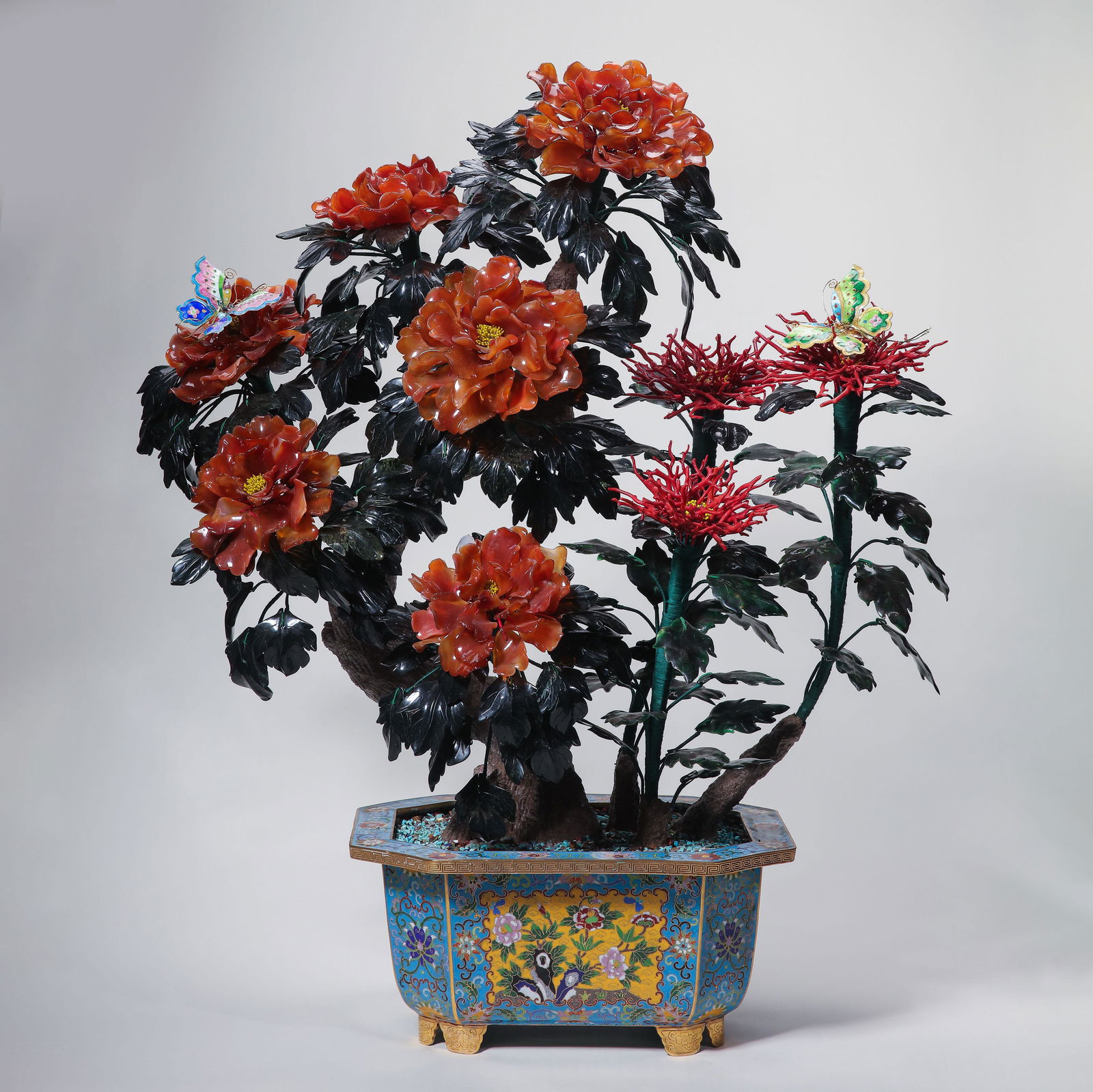 CHINESE QING DYNASTY CLOISONNE BONSAI (1 of 14)
