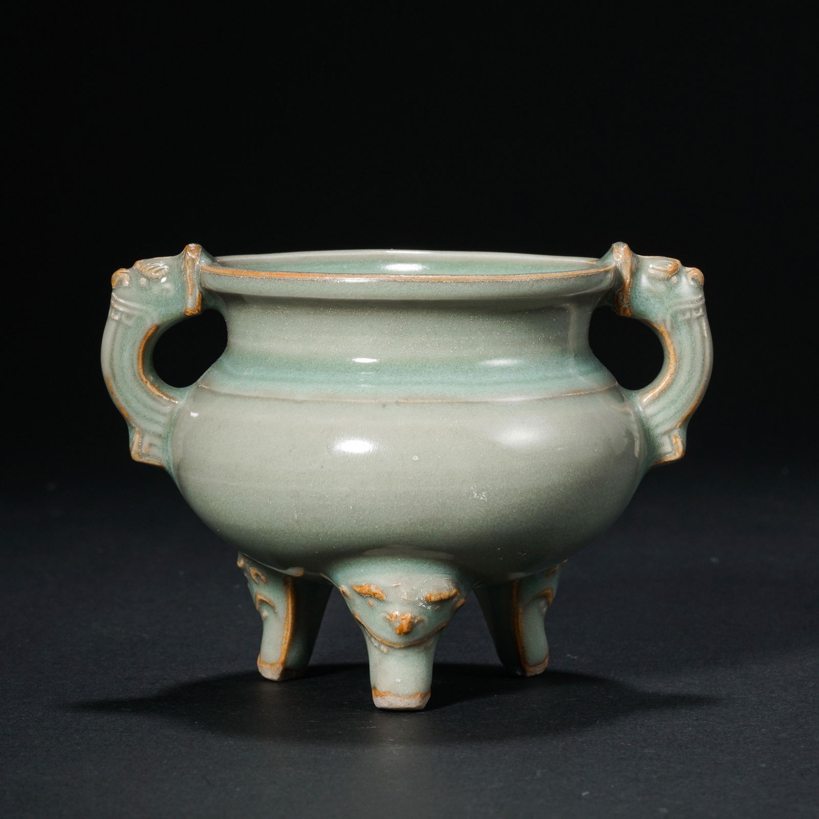 LONGQUAN WARE GREEN GLAZE DOUBLE-EAR TRIPOD FURNACE, SOUTHERN SONG DYNASTY, CHINA (1 of 12)