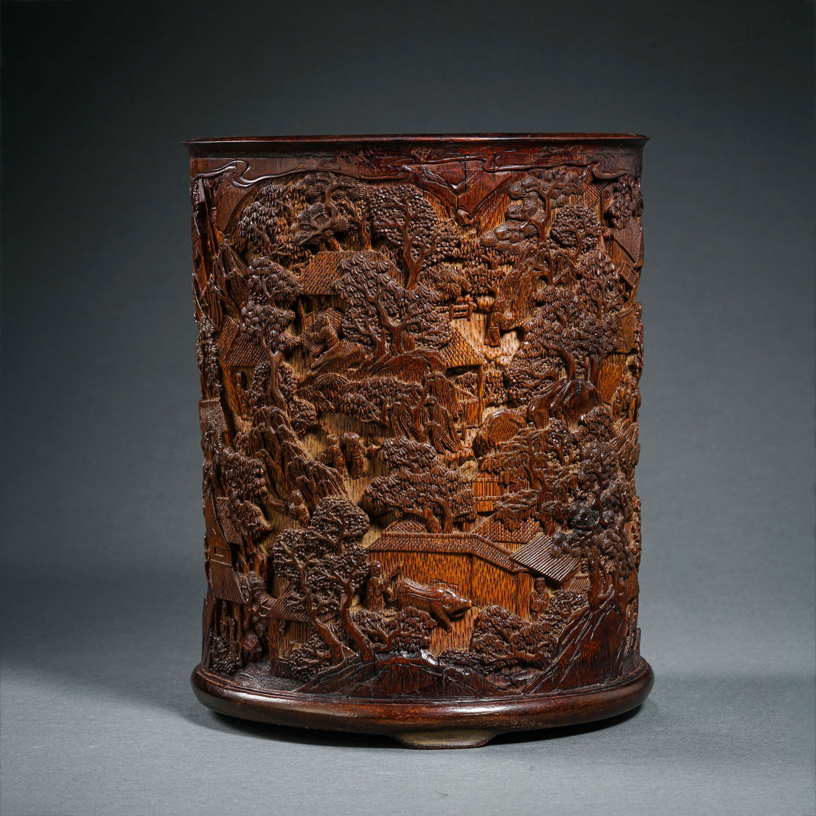 Chinese Qing Dynasty Wooden Carving Pen Holder