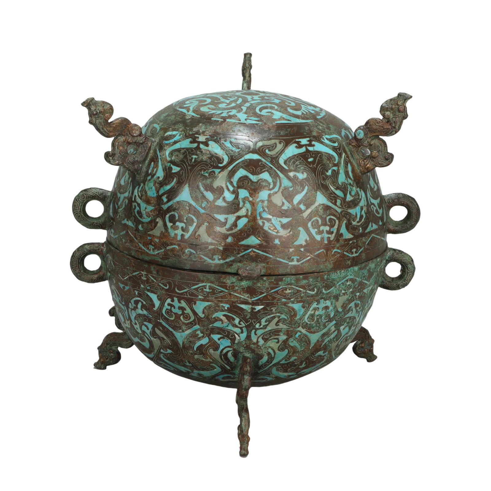 5TH CENTURY BC TO THE 3RD CENTURY BC WARRING STATES PERIOD BRONZE TRIPOD INLAID WITH GOLD SILVER AND (1 of 11)