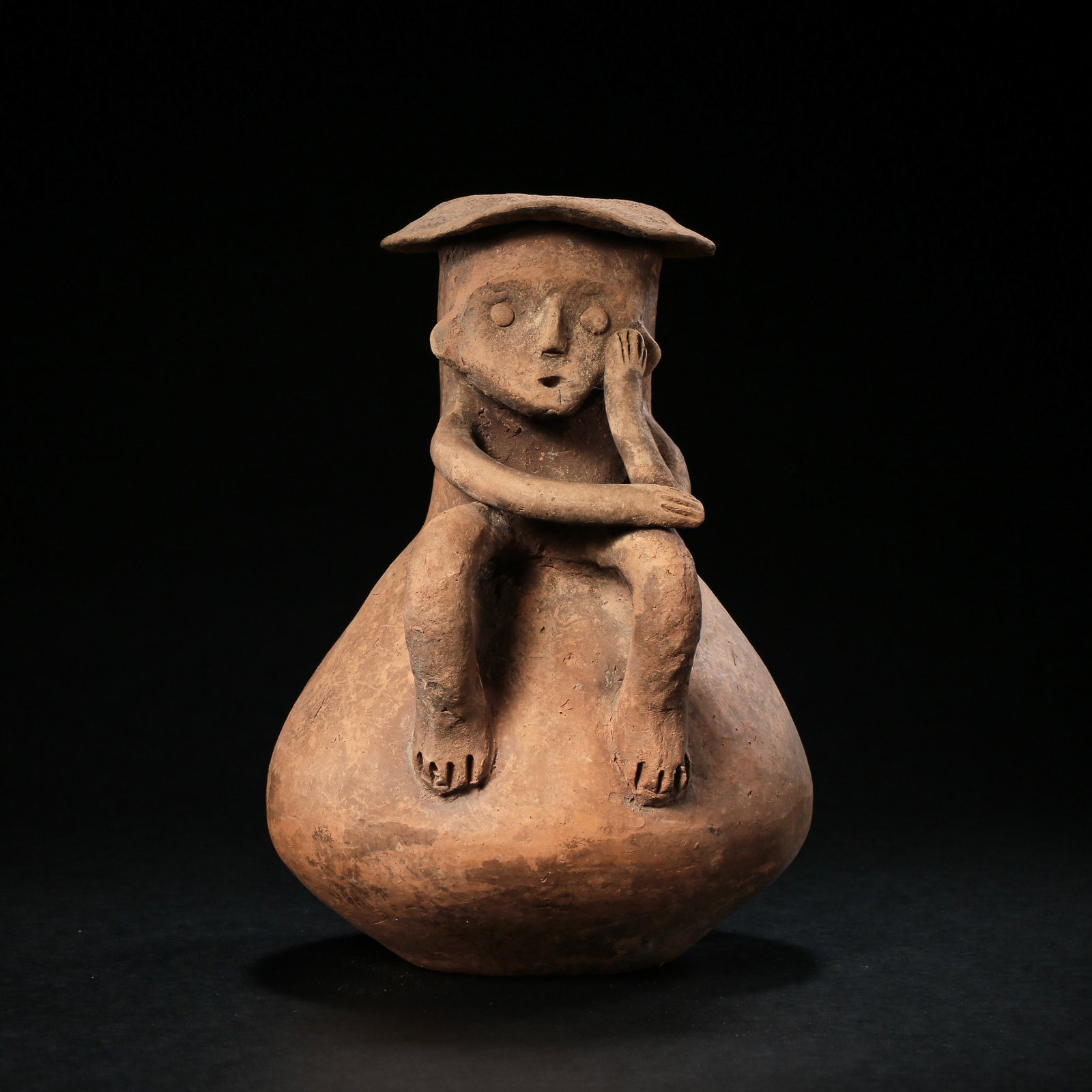 NEOLITHIC PERIOD, RED POTTERY HEAD POT (1 of 12)