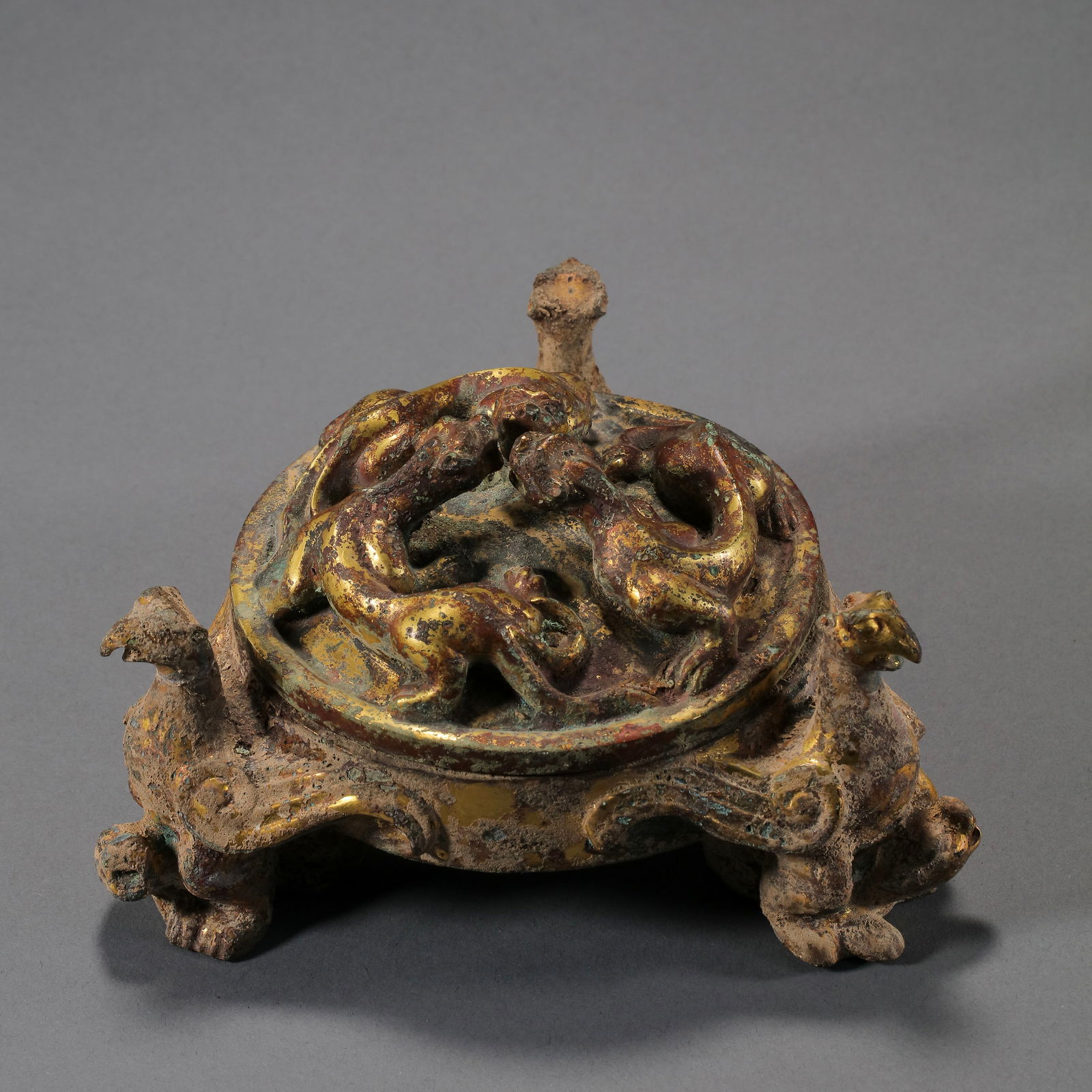 Chinese Han Dynasty gilt copper fumigator (1 of 11)