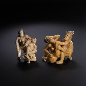 a pair of Japanese horned erotic images