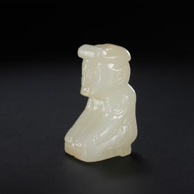 Chinese Western Zhou Dynasty Hetian white jade kneeling figure