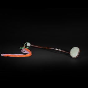 Hetian white jade inlaid Ruyi ornaments from the Qing Dynasty