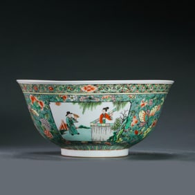 Chinese Ming Dynasty Wanli period open window figure story pattern bowl