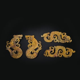 A Set of Chinese Tang Dynasty Pure Gold Dragons
