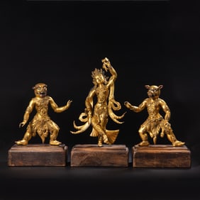 A group of gilt-bronze Buddha statues from the Qing Dynasty of China