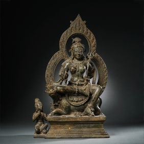 Sitting statue of West Asian bronze Buddha