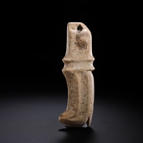 Chinese Neolithic period Hongshan culture chicken bone white jade hook-shaped vessel