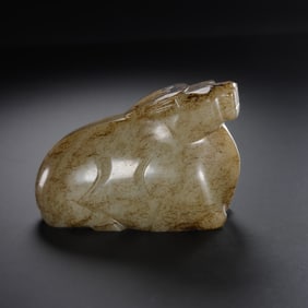 Chinese Han Dynasty jade lying cow
