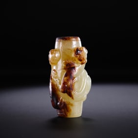 Chinese Han Dynasty white jade red infiltration dragon bridle