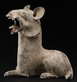Chinese Han Dynasty painted pottery dog