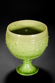 Chinese Sui Dynasty green Glazed drum nail high-footed cup