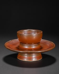 Chinese Northern Song Dynasty Yaozhou ware red glaze cup holder