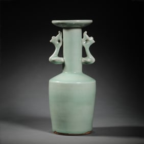 Blue glaze vase with two ears from Longquan ware, Southern Song Dynasty, China