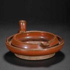 Yaozhou ware red glaze candle holder, Northern Song Dynasty, China