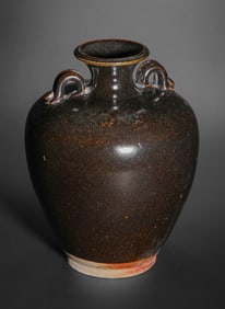 chinese Tang Dynasty Gongxian ware black glaze double series bottle
