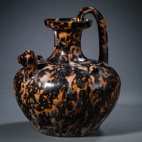 Tortoise shell glaze chicken head pot from Jizhou ware, Southern Song Dynasty, China