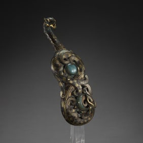 chinese Warring States period of gold and silver inlaid jade belt hooks