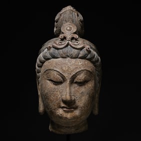 Blue stone Buddha head, Northern Wei Dynasty, China
