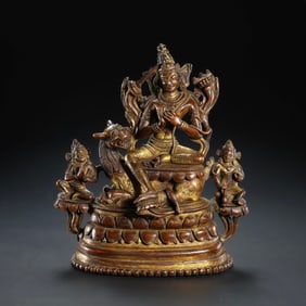 chinese Ming Dynasty bronze gold Buddha sitting statue