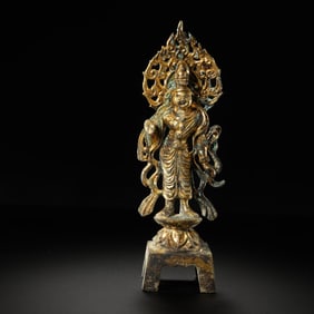 chinese Northern Wei Dynasty bronze golden Buddha standing statue