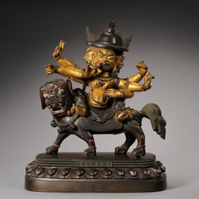 Bronze part gilt Buddha statue, Qianlong period, Qing Dynasty