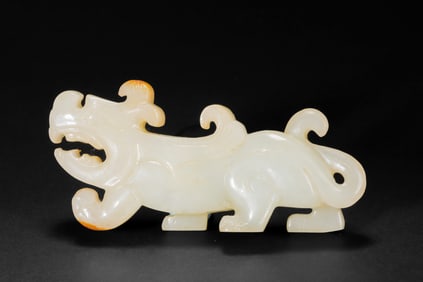 Chinese Han Dynasty white jade beast