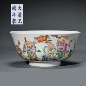 chinese Qing Dynasty Guangxu period famille rose figure story pattern bowl