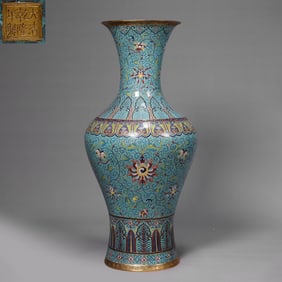Chinese Qing Dynasty Qianlong period copper cloisonne enamel appreciation vase