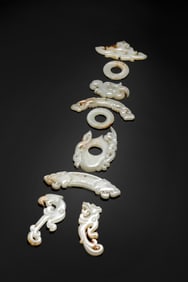 A Set of Chinese Han Dynasty Hetian White Jade Sword Ornaments