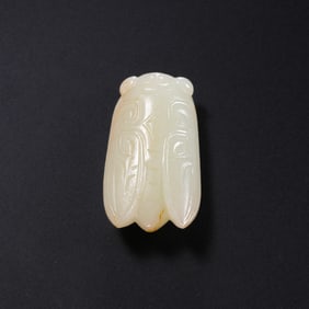 Chinese Qing Dynasty Hetian White Jade Cicada