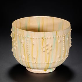 China Sui Dynasty Xiangzhou ware three-color drum nail pattern cup