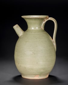 Celadon handling pot of Yue ware in Tang Dynasty