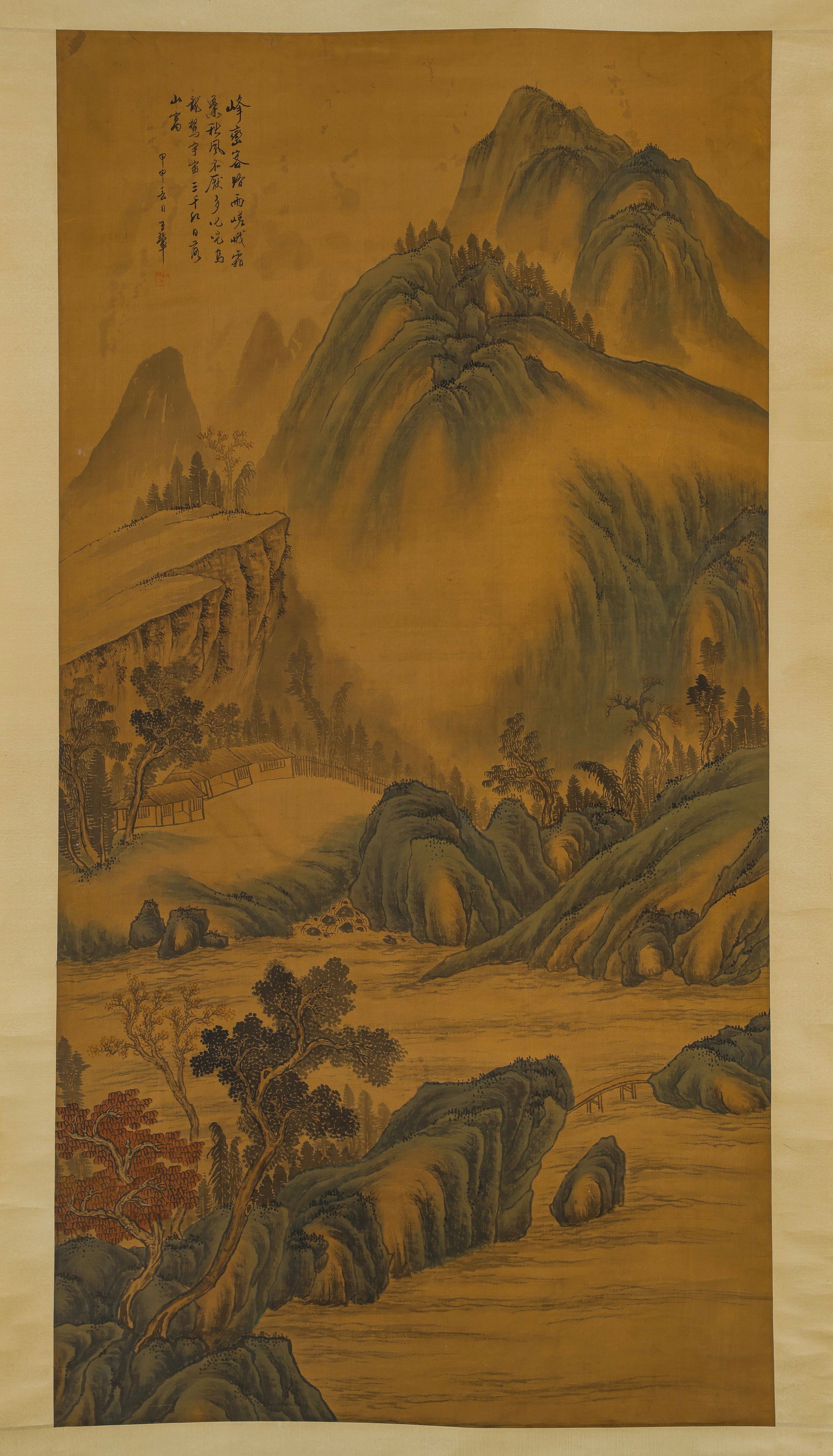 Landscape by Wang Hui: L. 173 cm. W. 90 cm.