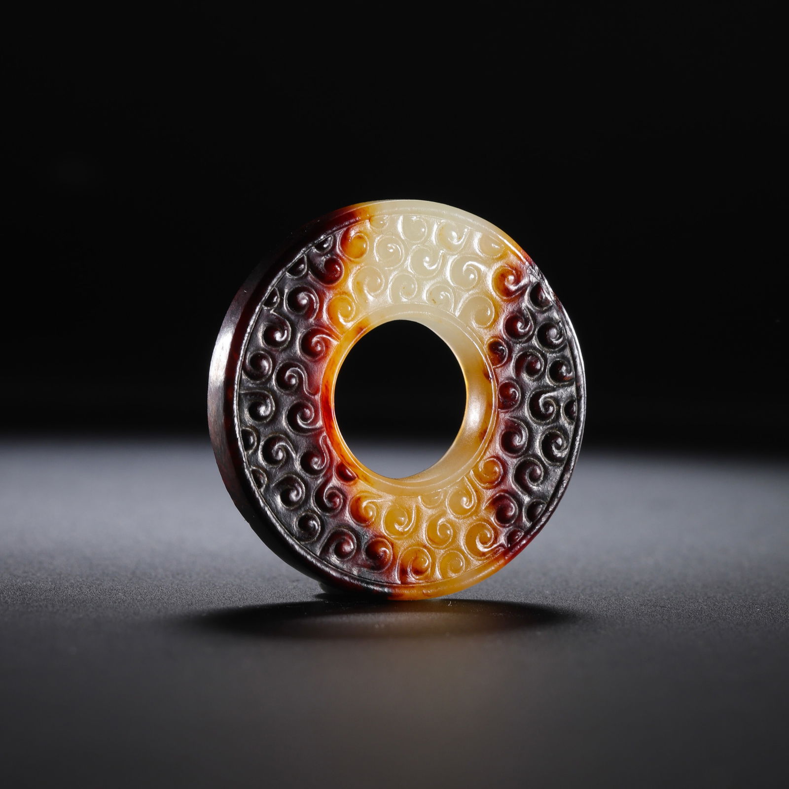 Chinese Han Dynasty white jade red Qin Bi (1 of 9)