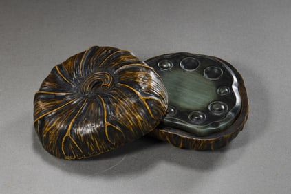 Lotus root-shaped Duan inkstone, Qing Dynasty, China