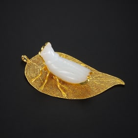 Gold Leaf Jade Cicada from the Qing Dynasty, China