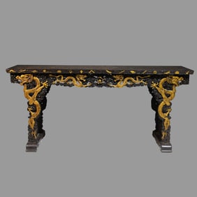 Chinese Qing Dynasty Rosewood Gilded Dragon Pattern Long Table